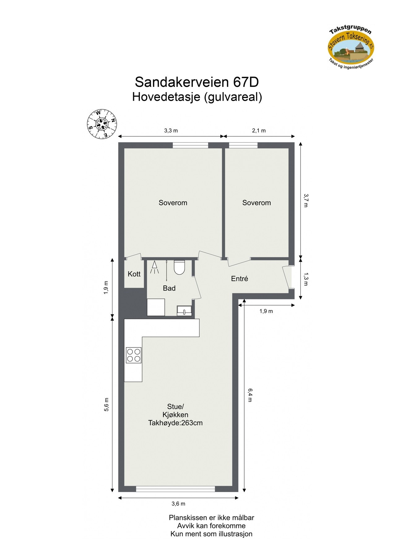 Plantegning med mål. Galleribilde