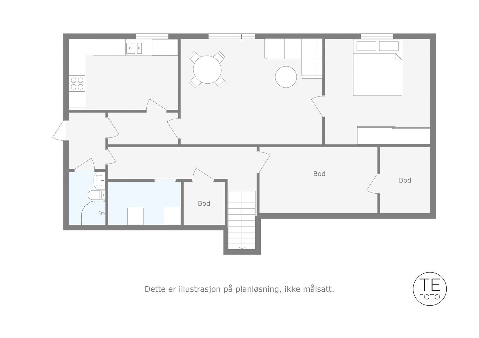 Planløsning for underetasje (med bl.a. utleiedel) Galleribilde