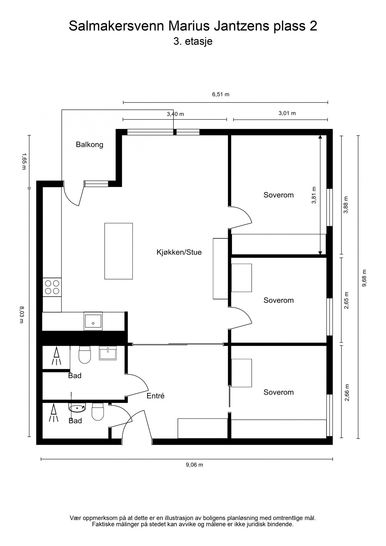 Målsatt plantegning Galleribilde