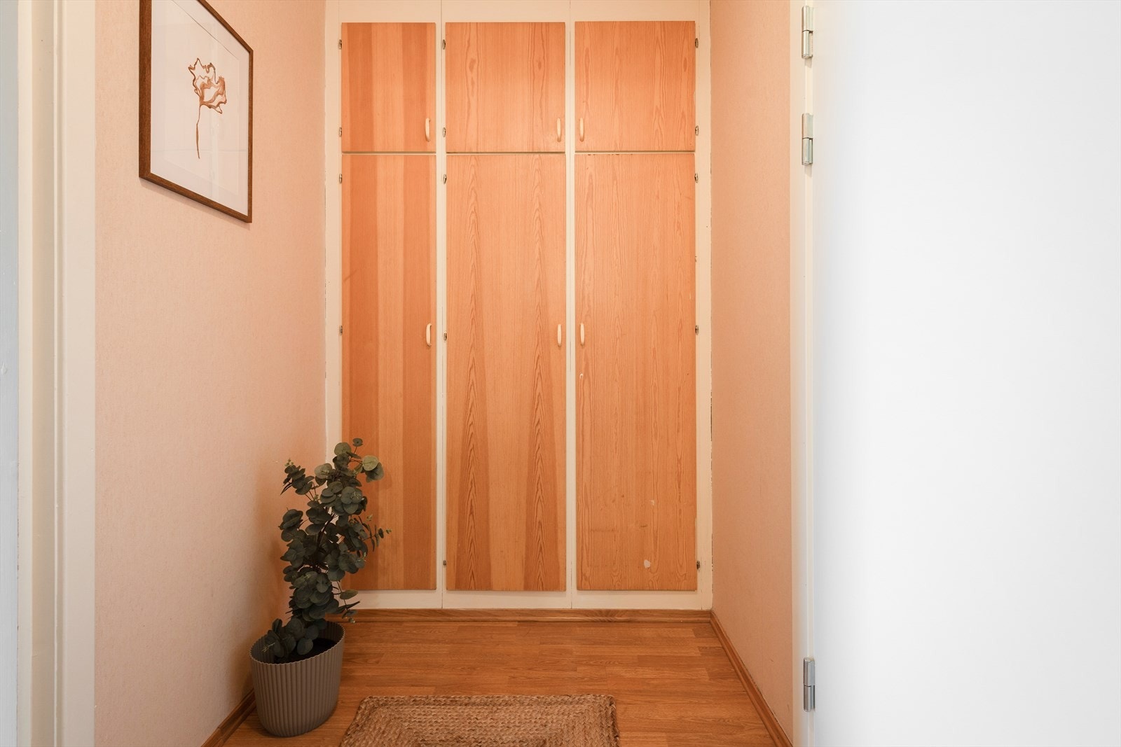Romslig entré integrerte skap. Perfekt for lagring av sko og diverse yttertøy. Galleribilde