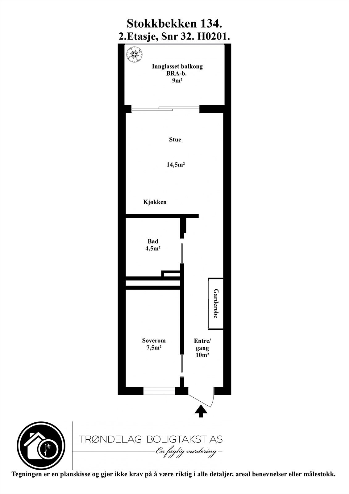 Planskisse for leiligheten i 2. etasje. Galleribilde
