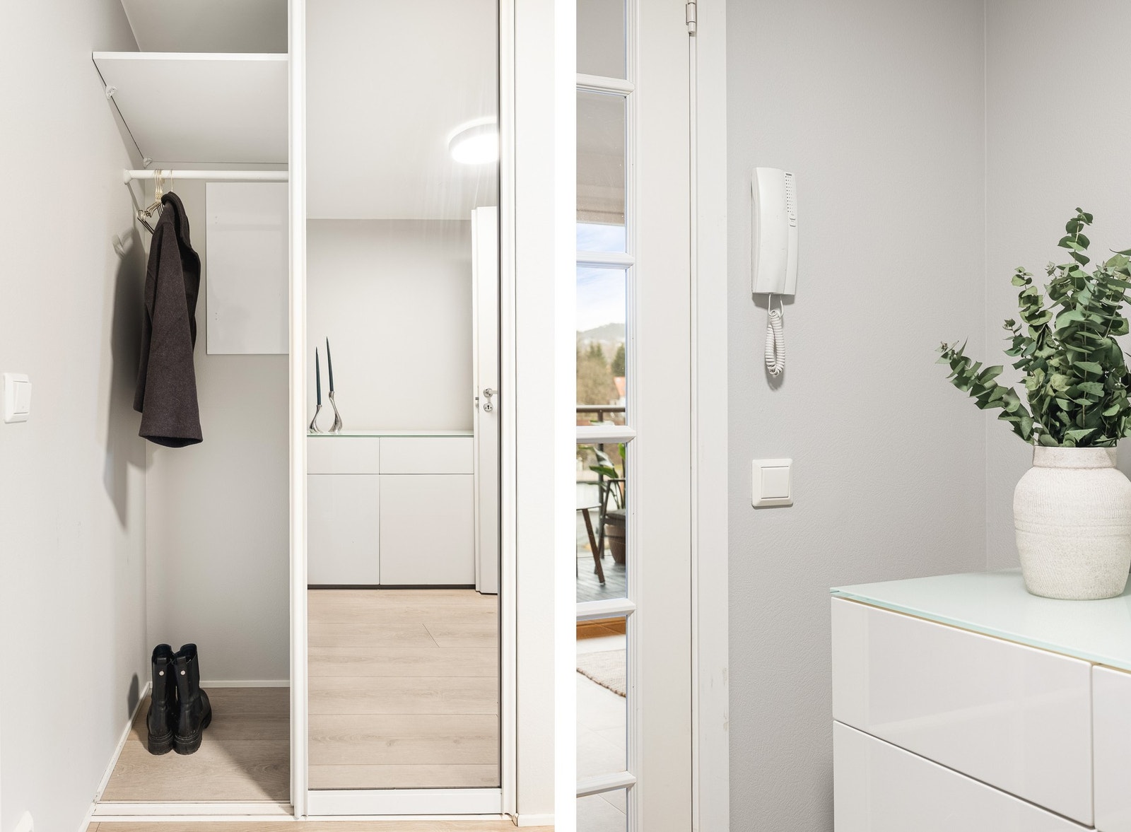 I entré har man en skyvedørsgarderobe med god plass til å henge fra seg yttertøy. Galleribilde
