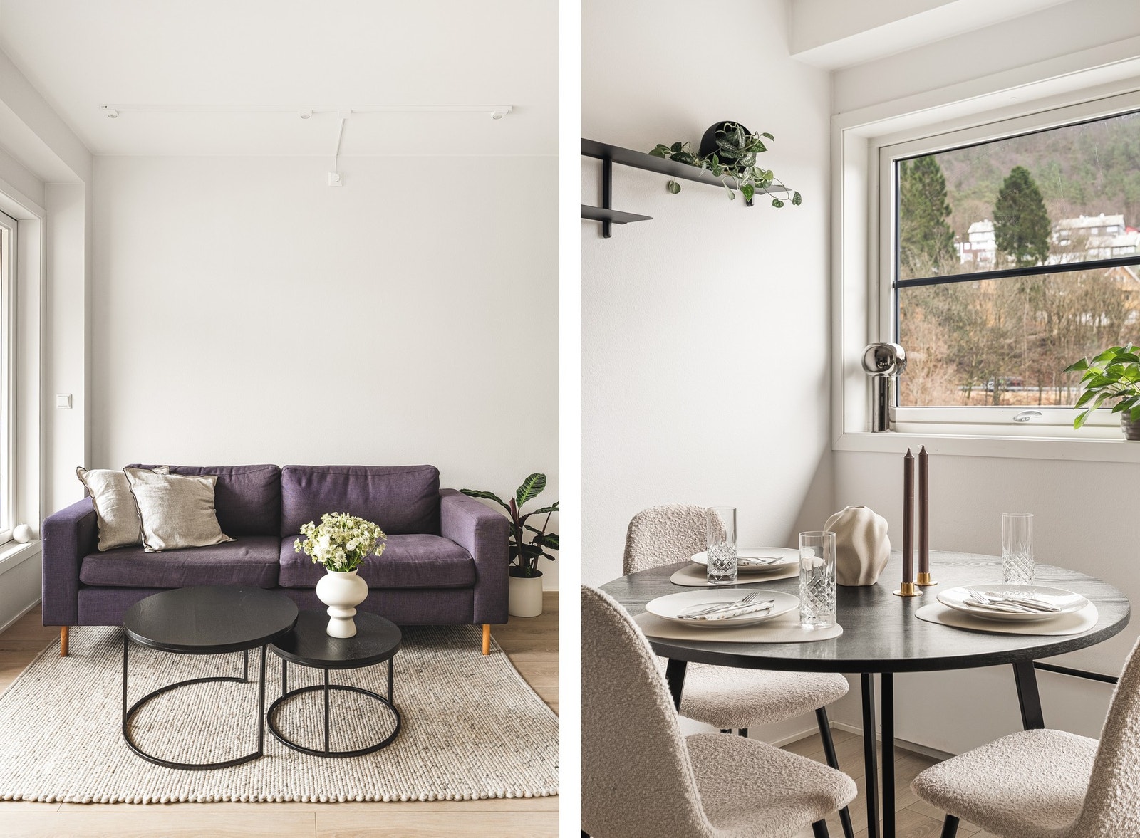 I stuen er det god plass til både sofagruppe og spisebord. Galleribilde