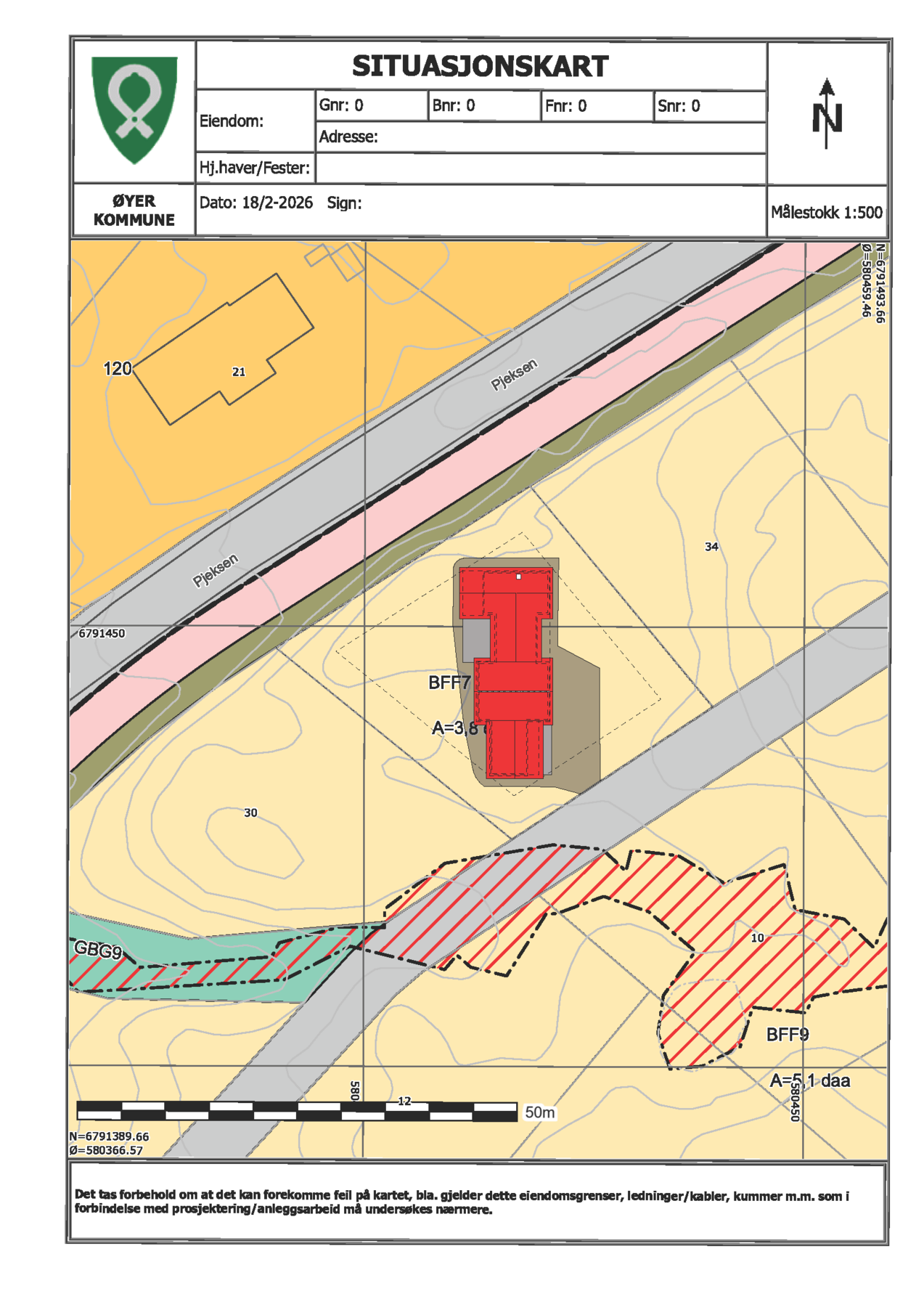 Situasjonsplan tomt 603 med hyttemodellen plassert Galleribilde