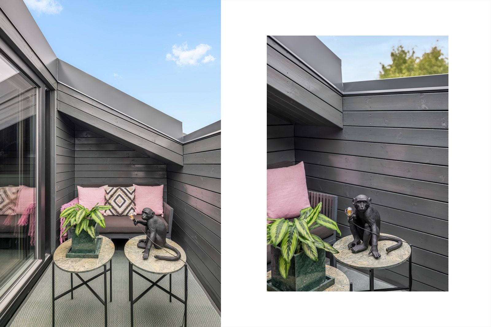 Dette er en unik og stilfull 3-roms loftsleilighet med skjermet og privat takterrasse. Galleribilde