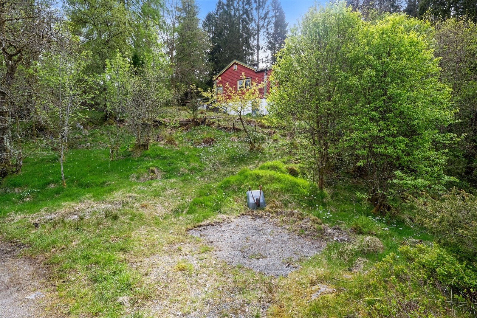 Det er veirett frem til eiendommen på opparbeidet gårdsvei. Galleribilde