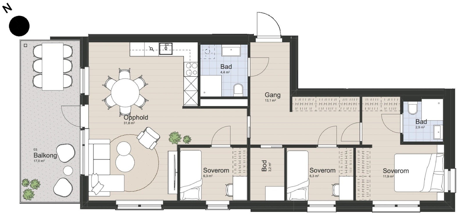 Planskisse for leilighet B1-203 Galleribilde