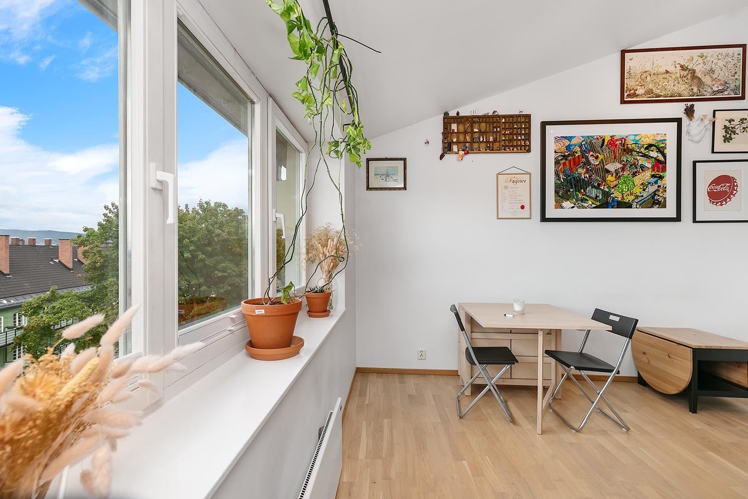 De store vindusflatene slipper inn naturlig lys Galleribilde