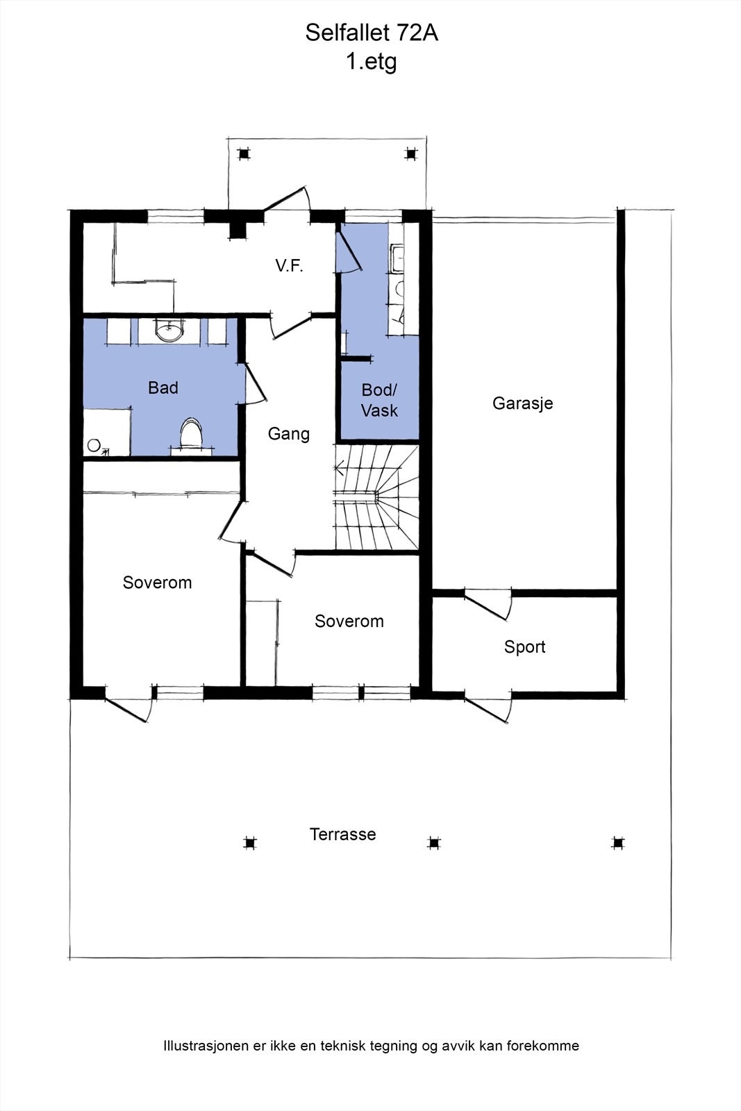 Plantegning av 1.etasje. Galleribilde