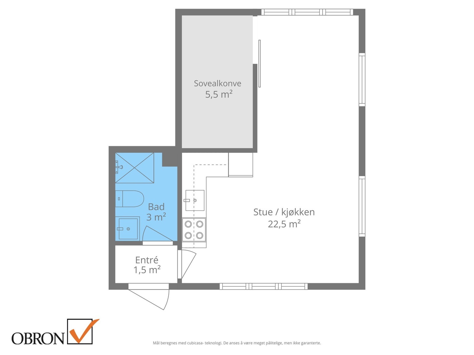 Planskisse. Det er bod i kjeller. Galleribilde