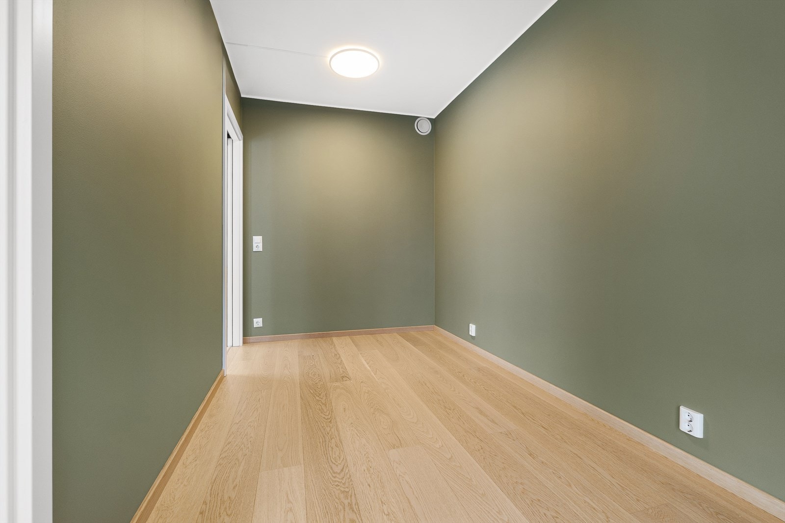 Parkettgulv og malte vegger gir en moderne og lettstelt overflate. Galleribilde