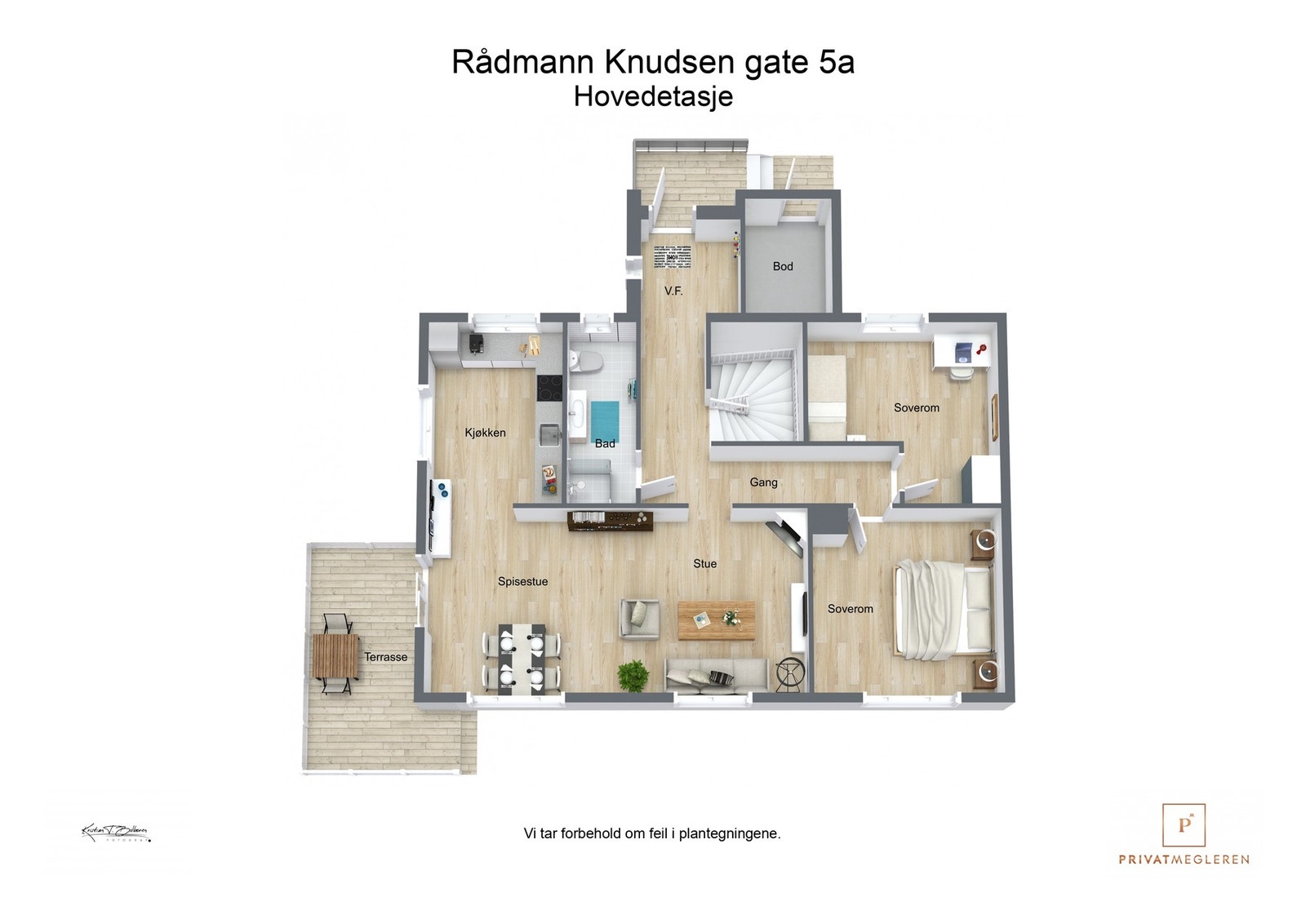 3 D plantegning hovedetasje Galleribilde