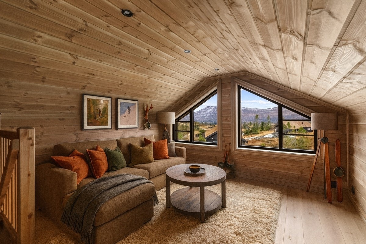 AI generert innredning av loftstue. Galleribilde