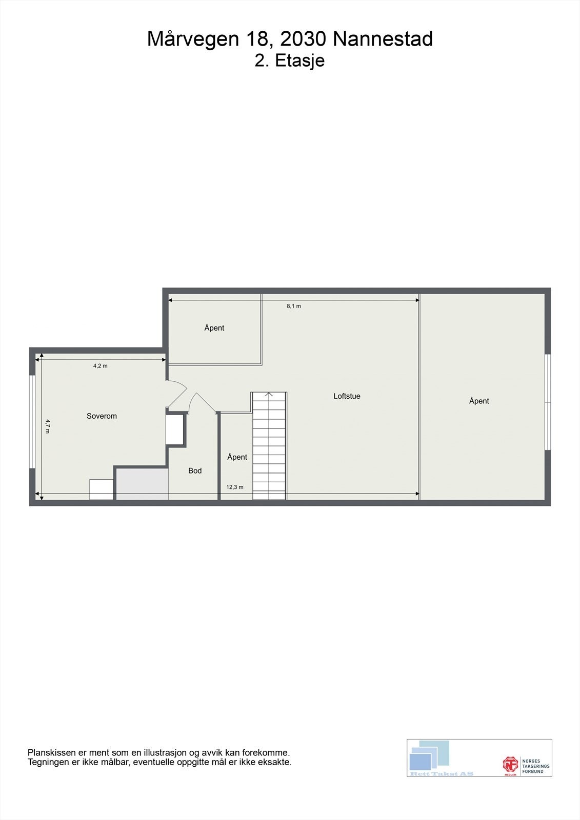 Andre etasje består av en romslig innredet loftstue, innredet soverom og en praktisk innredet bod. Galleribilde