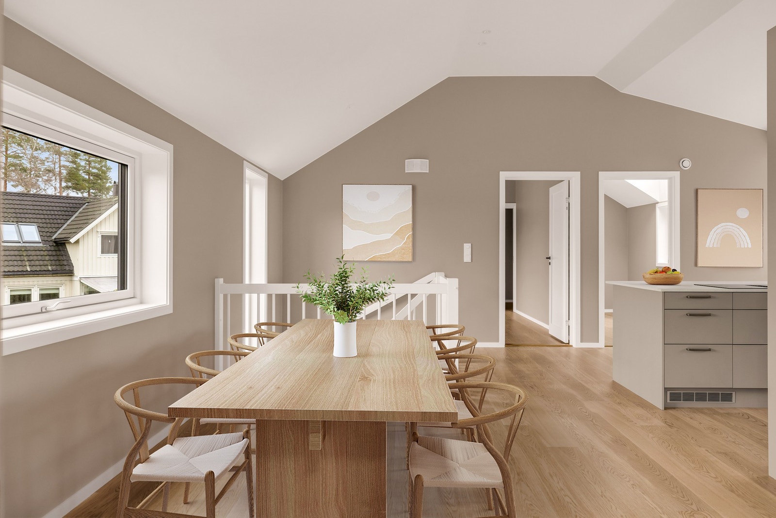 Plass til romslig spisestue. Stylet digitalt, illustrasjoner kan avvike fra faktiske forhold. Galleribilde