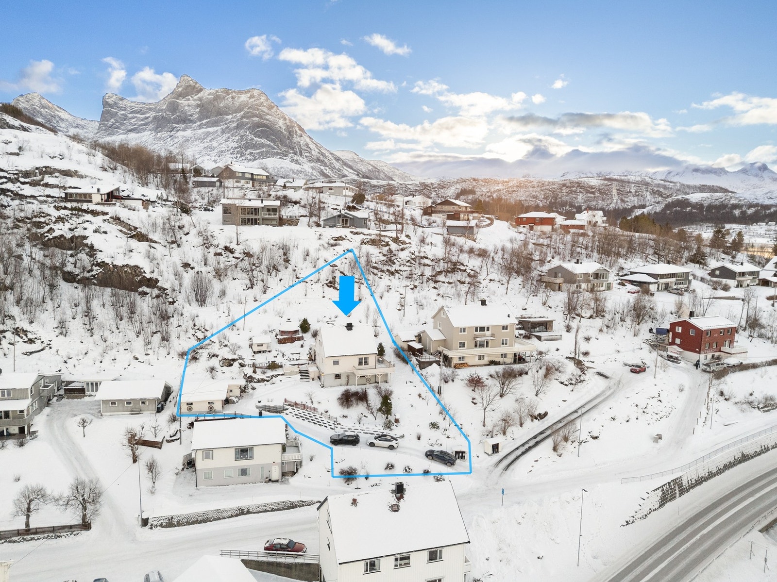 Stipulert tomtegrense (ikke 100% nøyaktig). Galleribilde