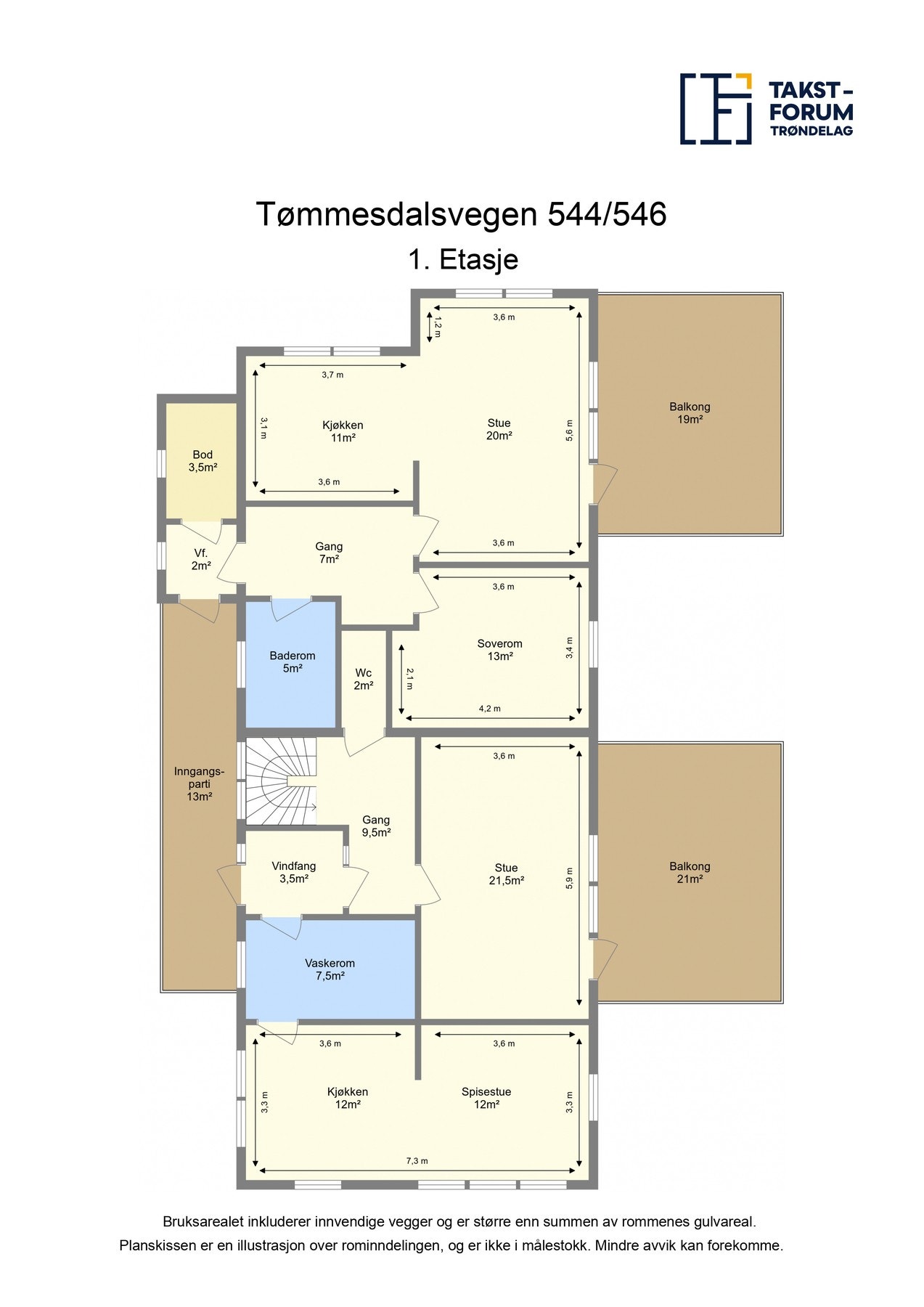 Planskisse 1 etasje våningshus Galleribilde