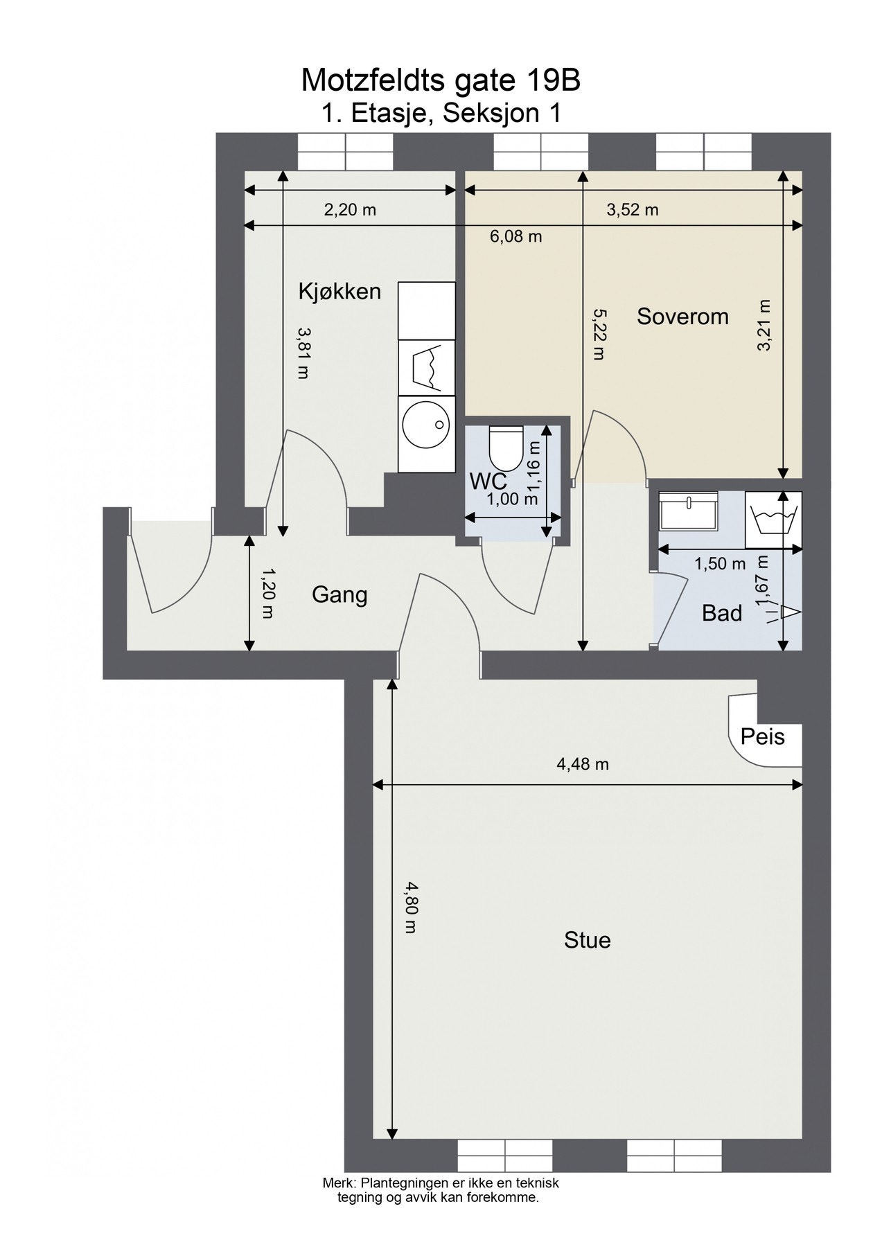 Plantegning. Tegningen er ikke målbar og avvik kan forekomme. Galleribilde