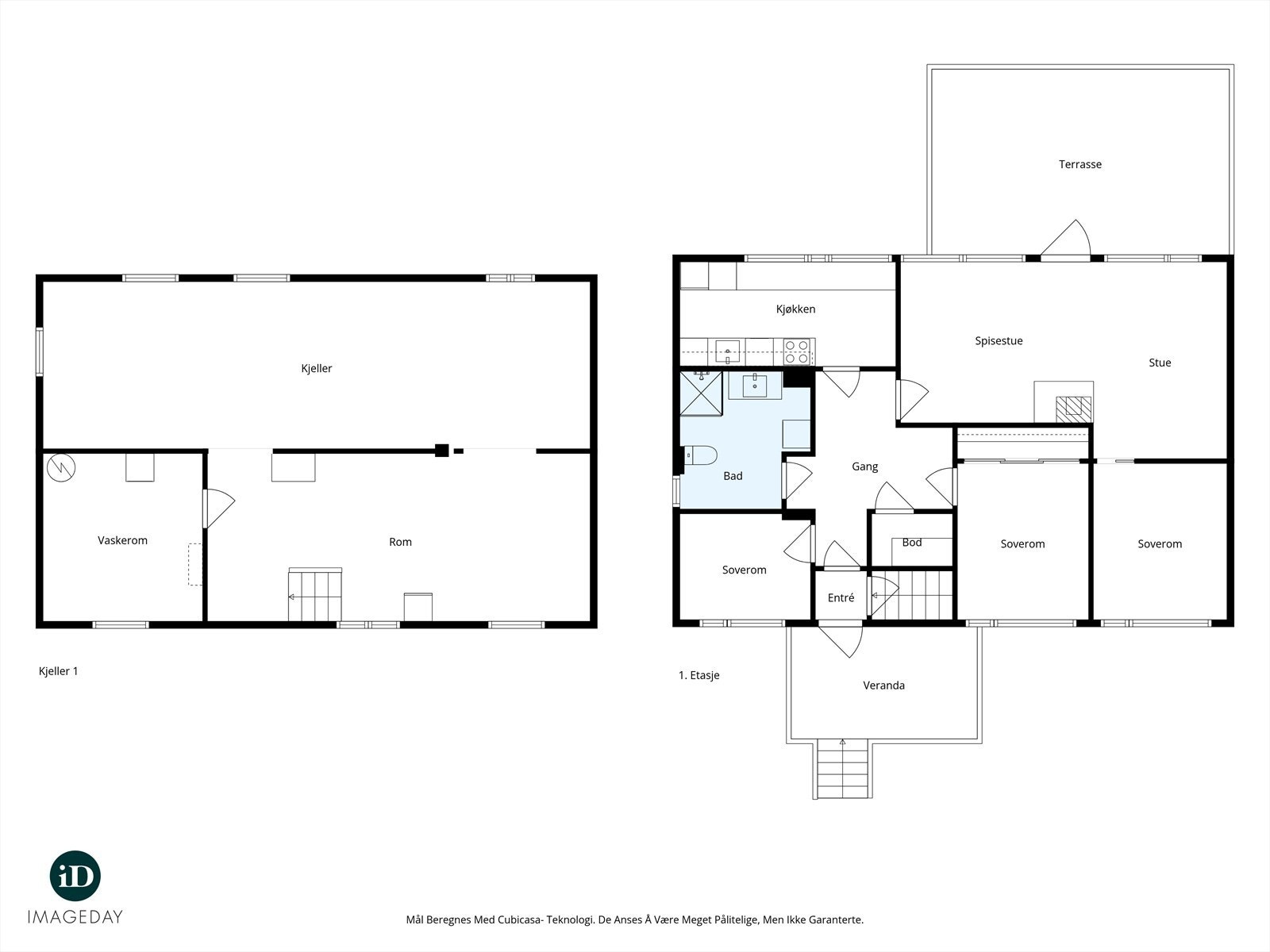 Plantegningene gir en god oversikt over boligens to plan og den funksjonelle romfordelingen. Galleribilde