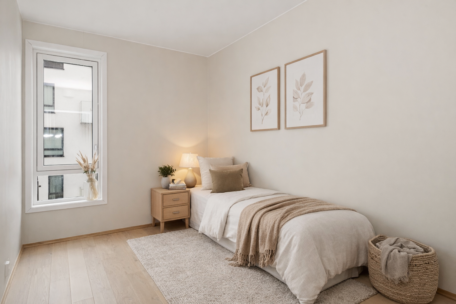 Leilighetens andre soverom egner seg godt som barnerom, gjesterom eller kontor. Galleribilde