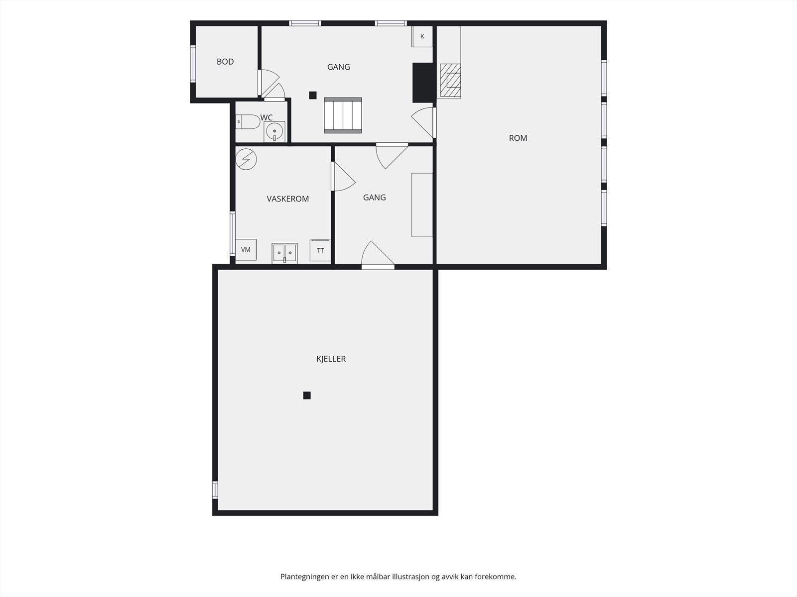 Plantegning kjeller. Galleribilde