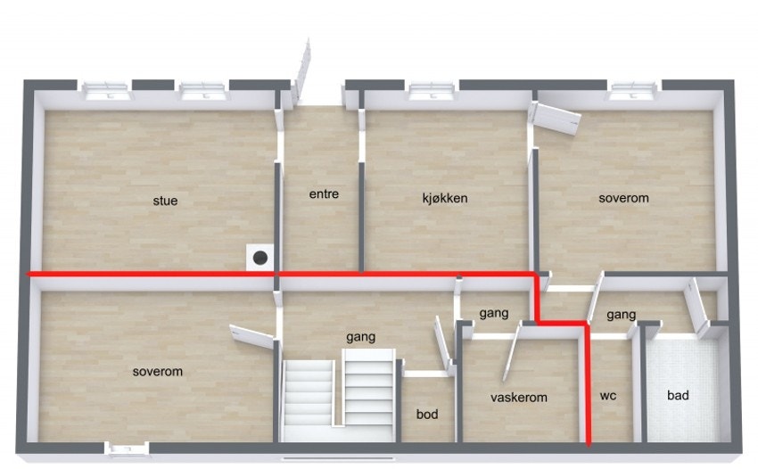 Deler av kjelleren benyttes i dag som utleiedel, men bruksendring er ikke omsøkt hos kommunen. Kjøper overtar risiko og ansvar for dette Galleribilde