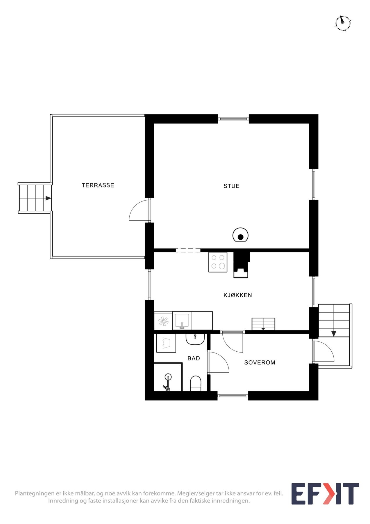 Plantegning som viser boligens planløsning. Galleribilde