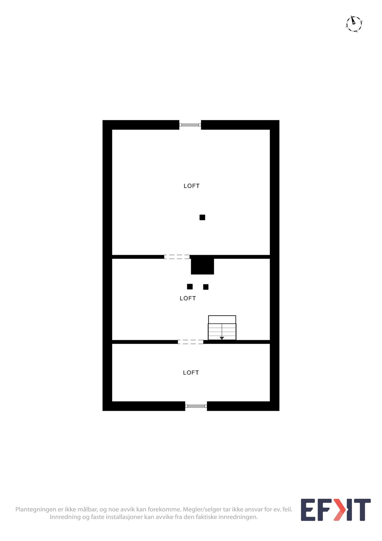 Plantegning som viser loft/hemsen. Galleribilde