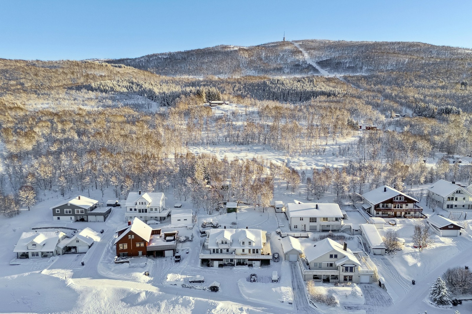 Her bor man tett på naturen med skiløype i "bakgården" Galleribilde