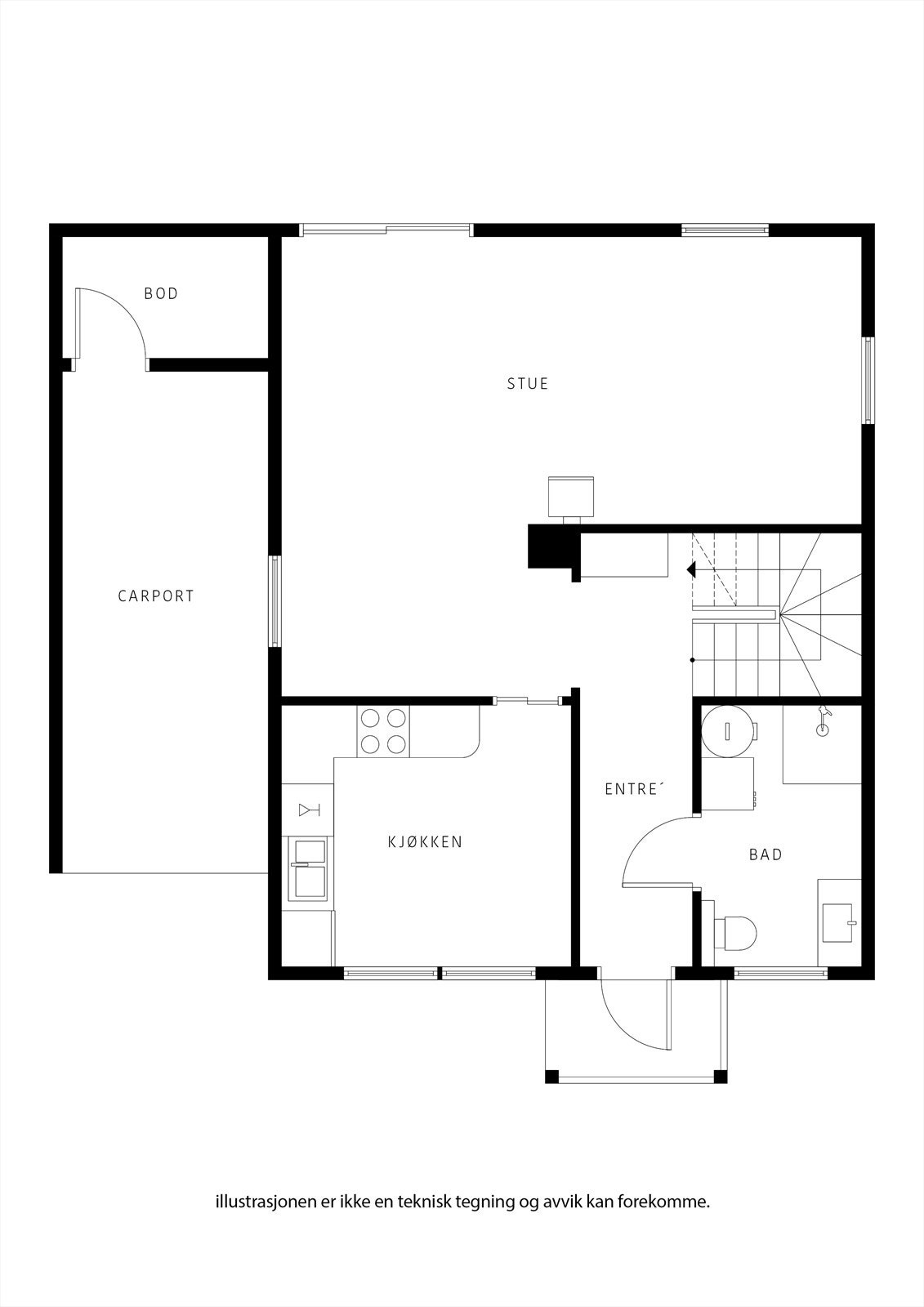 Plantegning 1. etasje Galleribilde