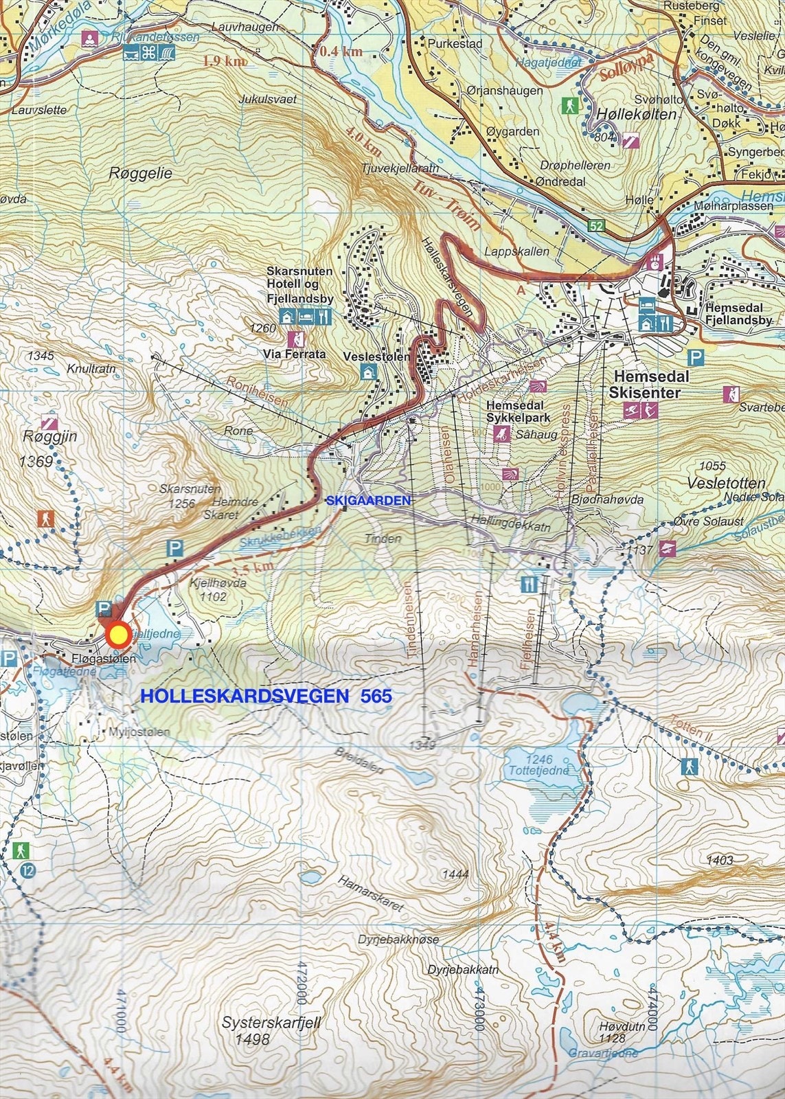 Kart som viser plassering av hytta Galleribilde