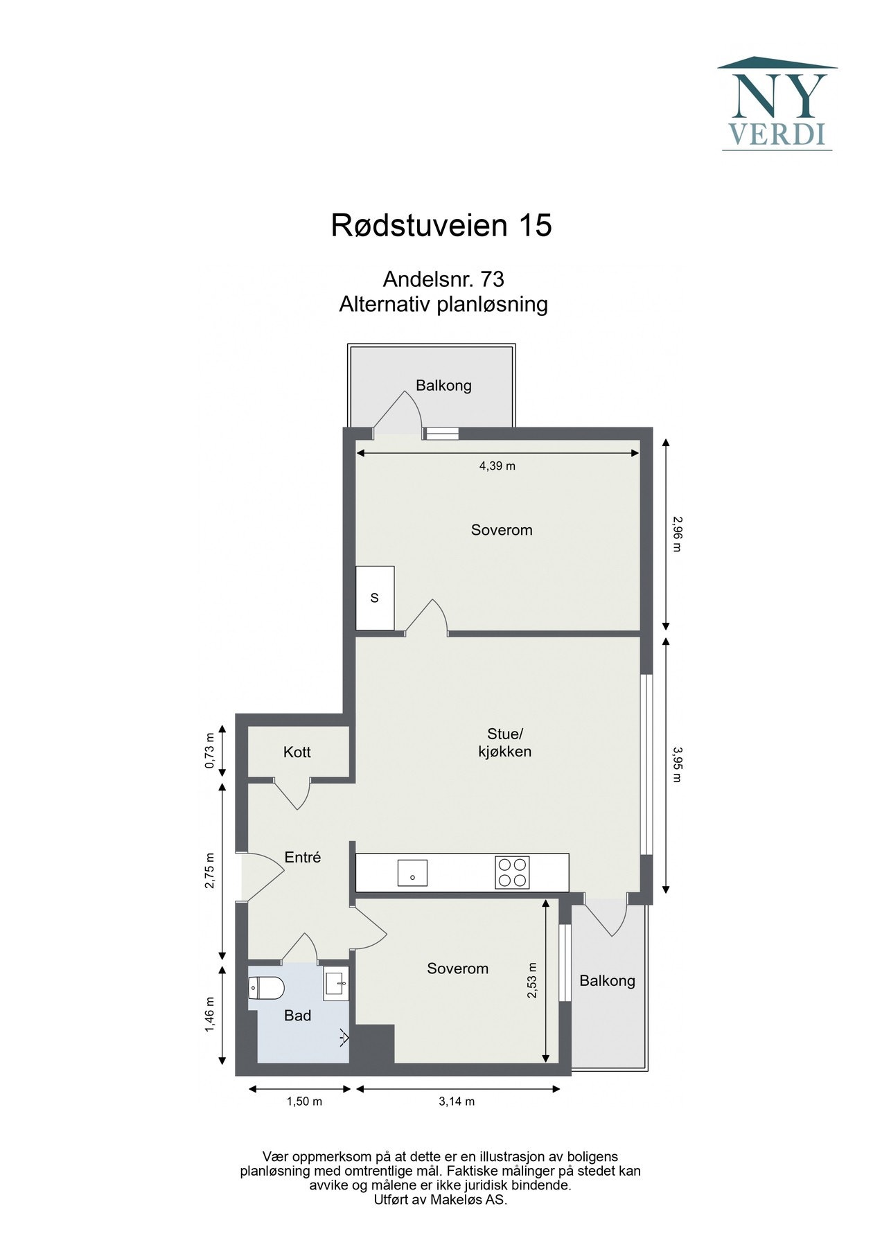 Behov for 2 soverom? Flytt kjøkkenet ut i stuen! Denne løsningen vil troligvis kreve en pumpe på kjøkkenet. Galleribilde