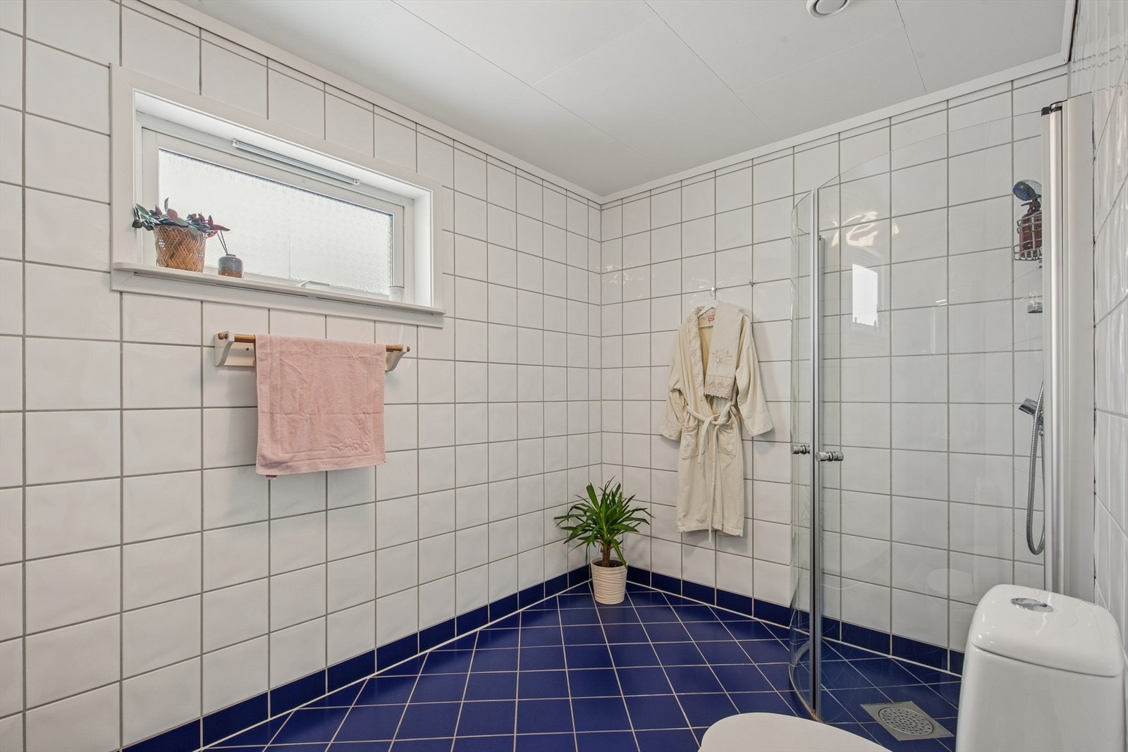 Rommet er utstyrt med et praktisk dusjhjørne, toalett og baderomsinnredning. Galleribilde