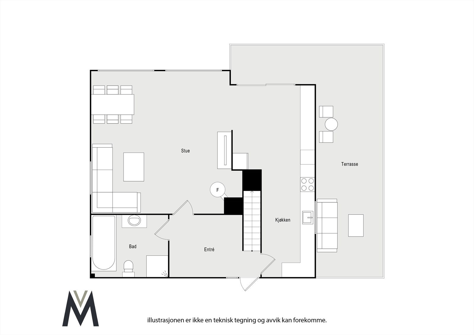 Plantegning 1. etasje Galleribilde