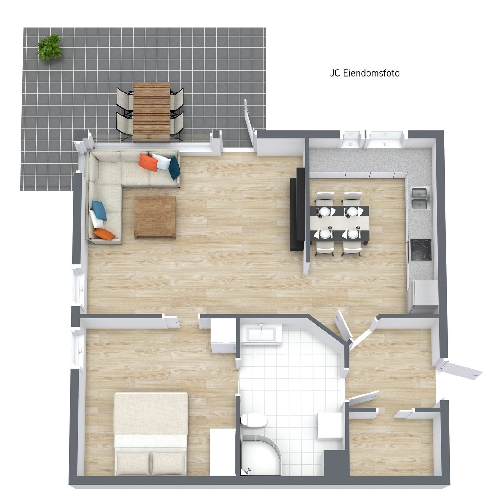 Den gjennomgående planløsningen gir en god romfølelse og funksjonell hverdag. Galleribilde