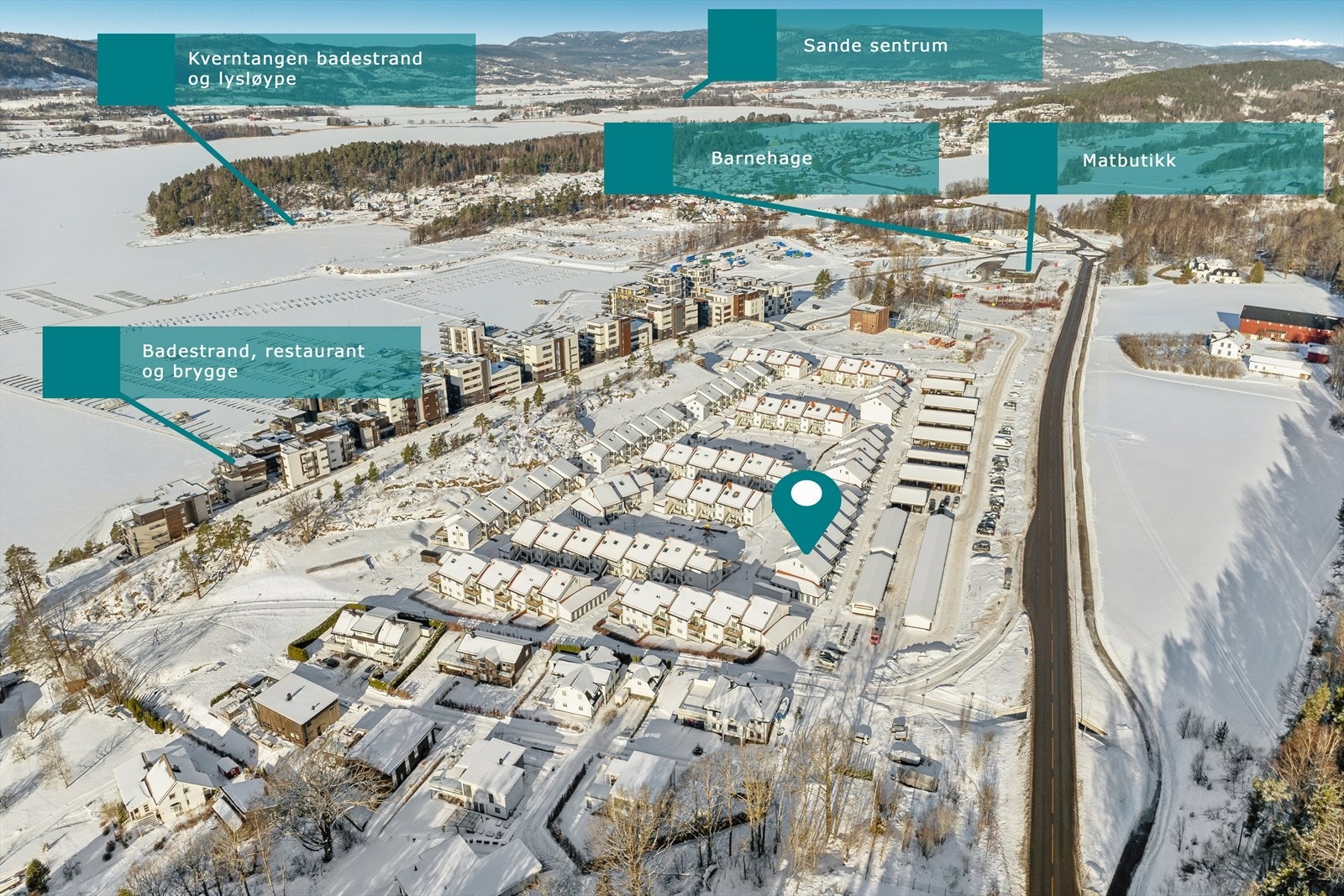 Hverdagsinnkjøp gjøres hos Kiwi, og den nyåpnede Sliperiet Bistro er et hyggelig samlingspunkt i nabolaget. Galleribilde