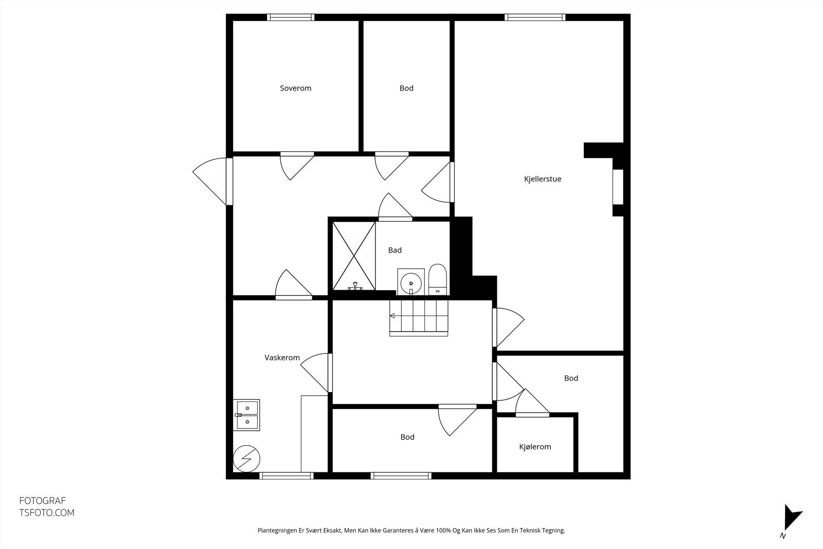 Plantegning - Kjeller (Rom er ikke godkjent til varig opphold) Galleribilde