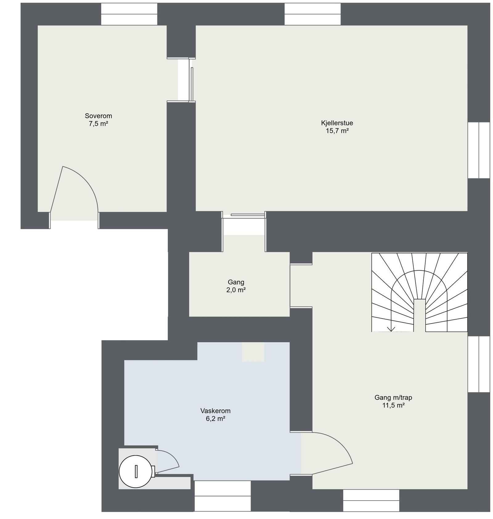 Plantegning kjeller. Galleribilde