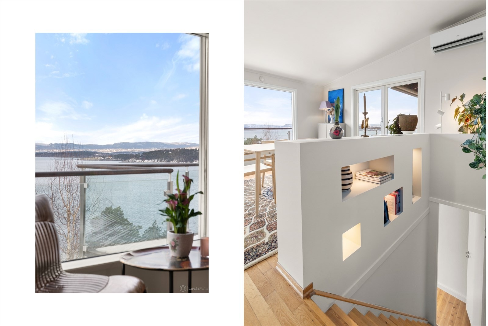 Trappen ned til kjeller har innfelte hyller for dekor og lignende. Galleribilde