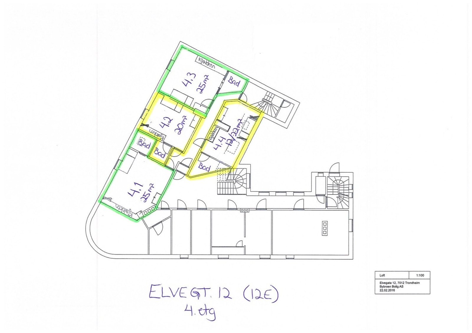 Leiligheten er merket 4.1 på plantegningen. Galleribilde