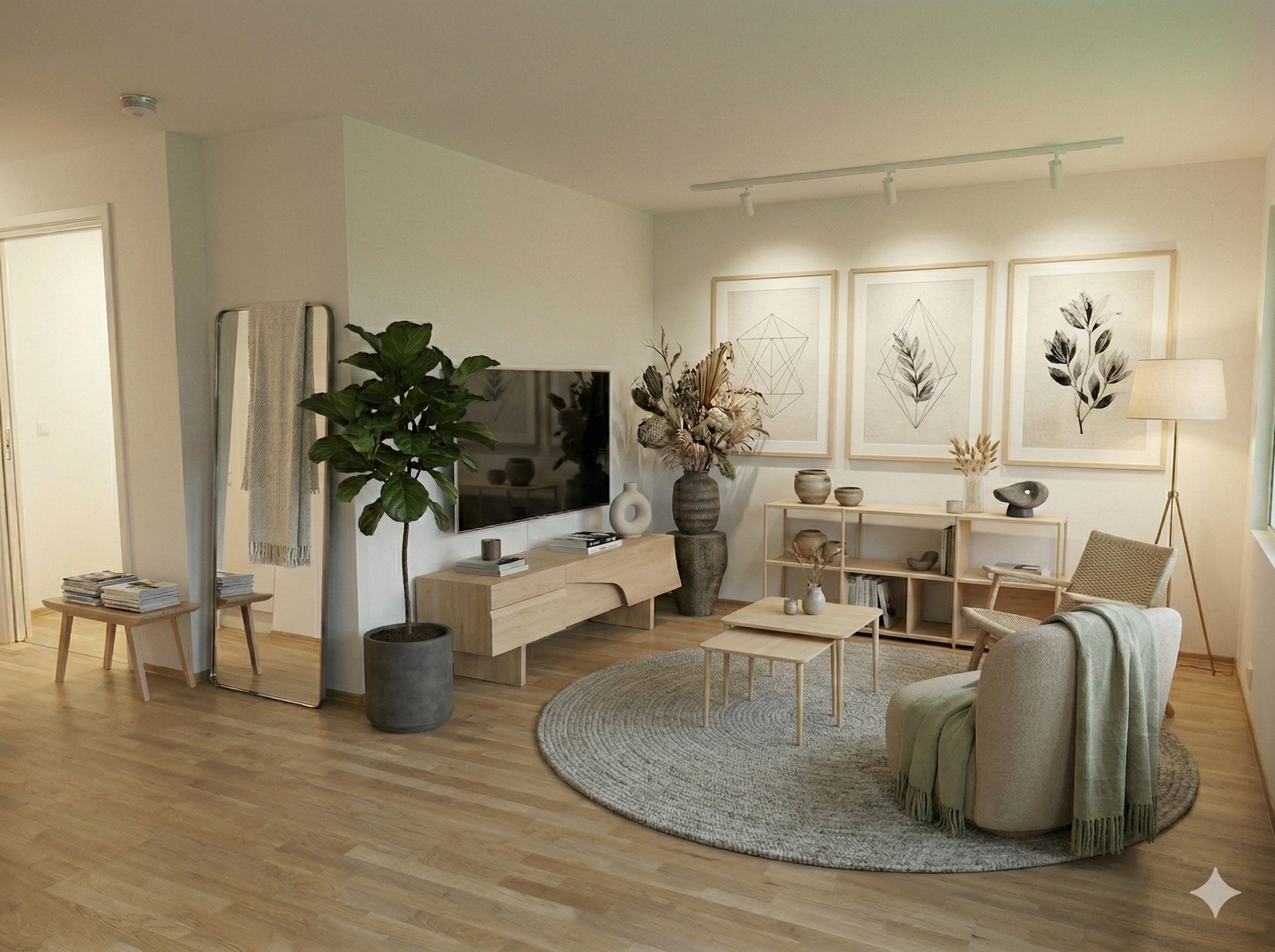 Stue - digitalt forslag til møblering Galleribilde