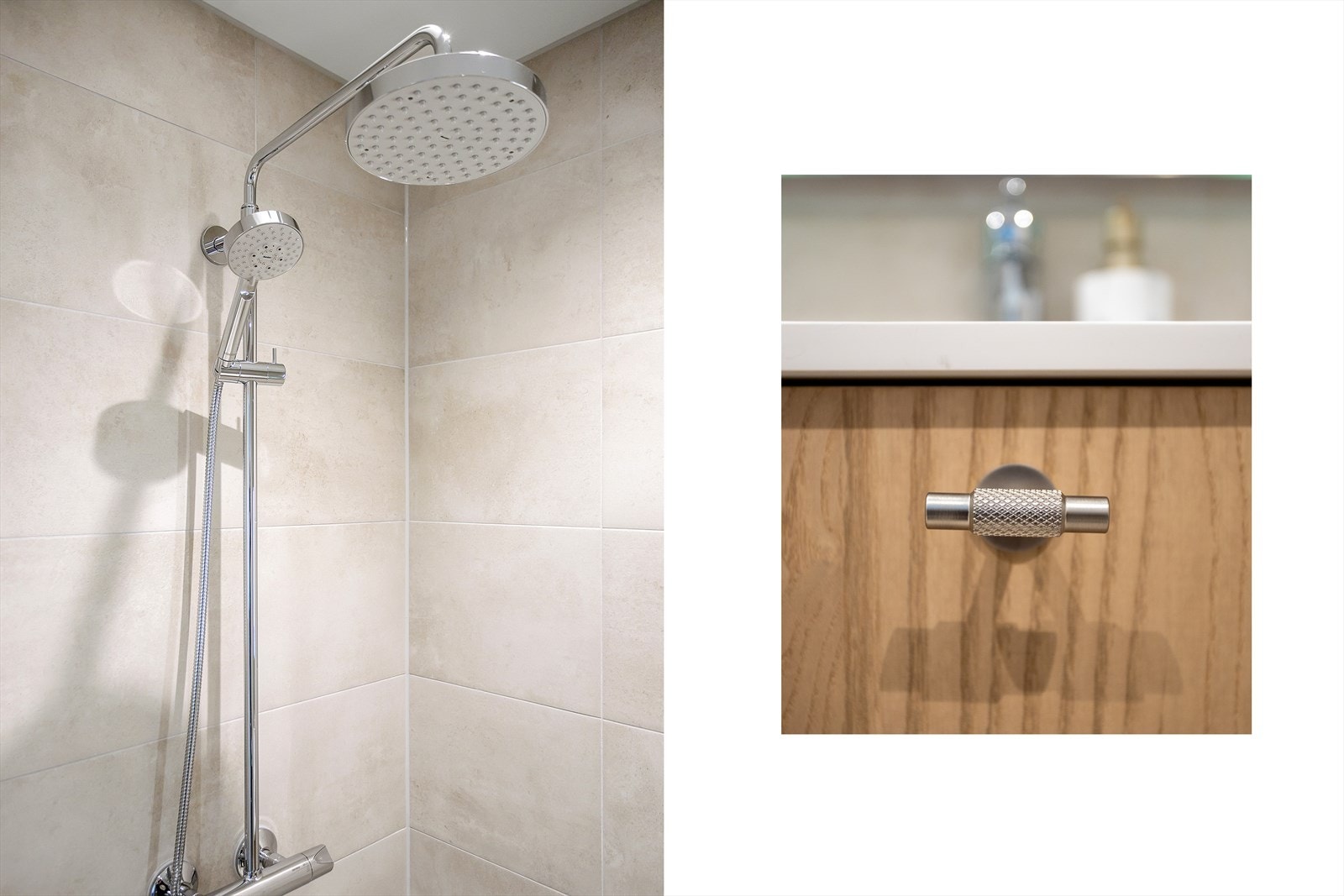 Dusjarmaturet har både hånddusj og regnfallssdusj. Galleribilde