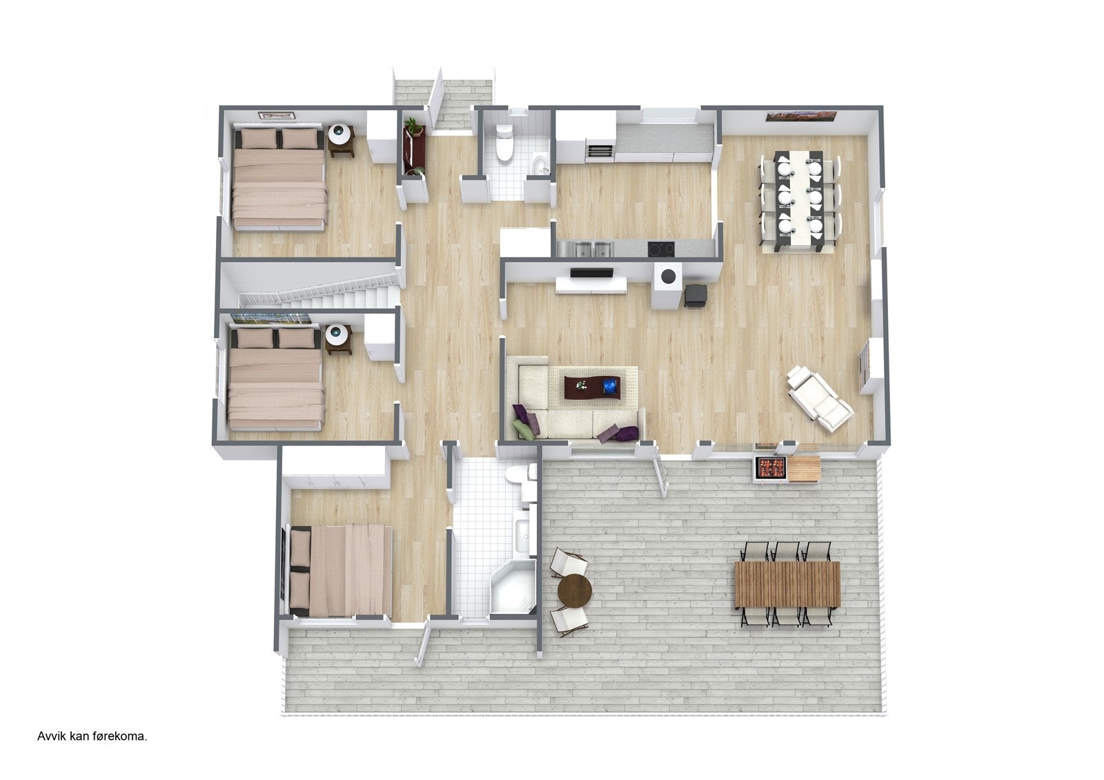 Planteikning 3D - 1. etasje. Galleribilde