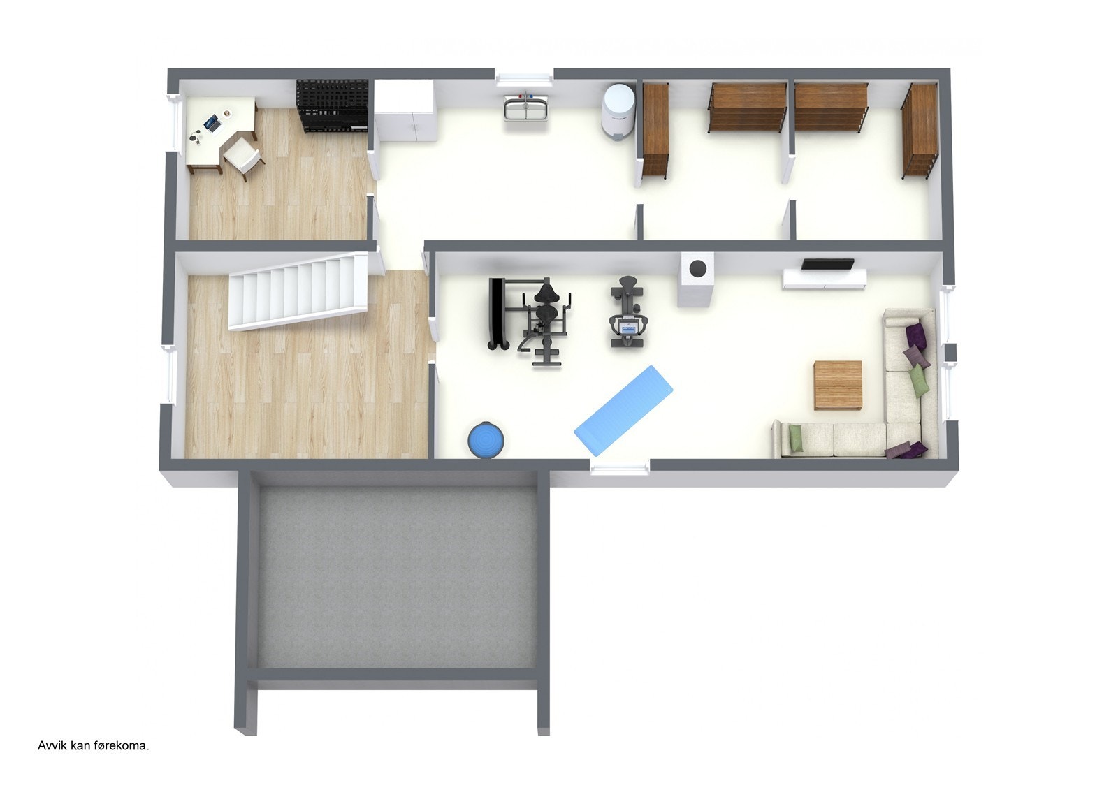 Planteikning 3D - u. etasje. Galleribilde