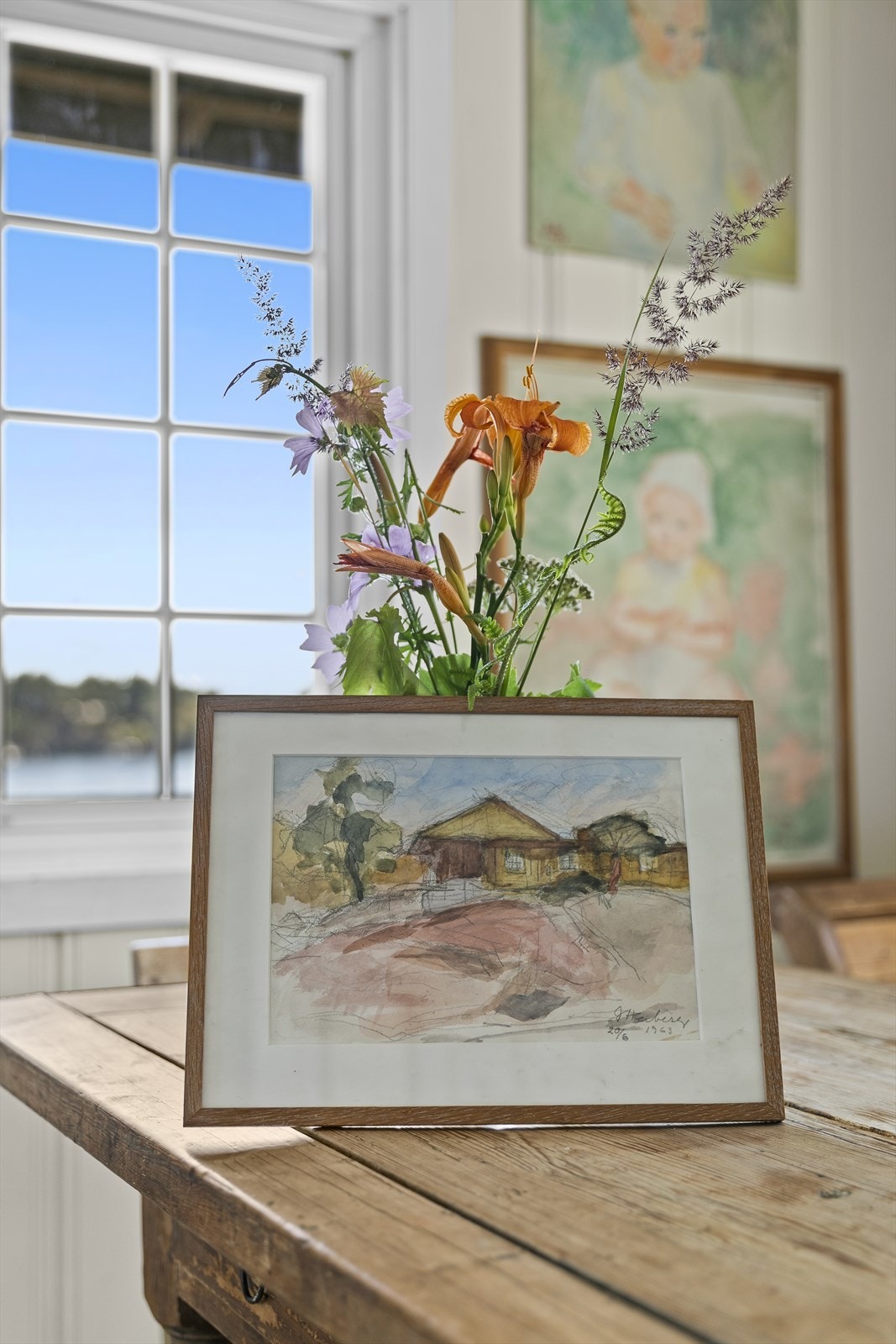 Akvarell av hytta - Jean Heiberg, 1963 Galleribilde