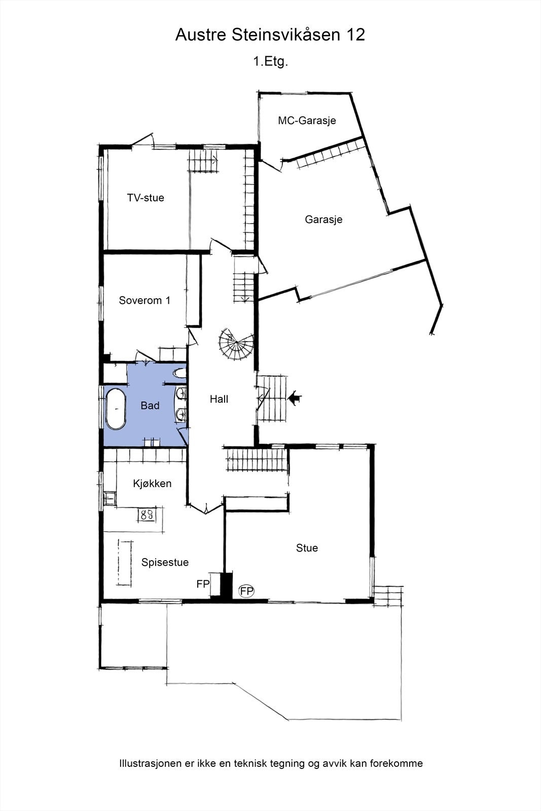 Plan skisse 1. etasje Galleribilde