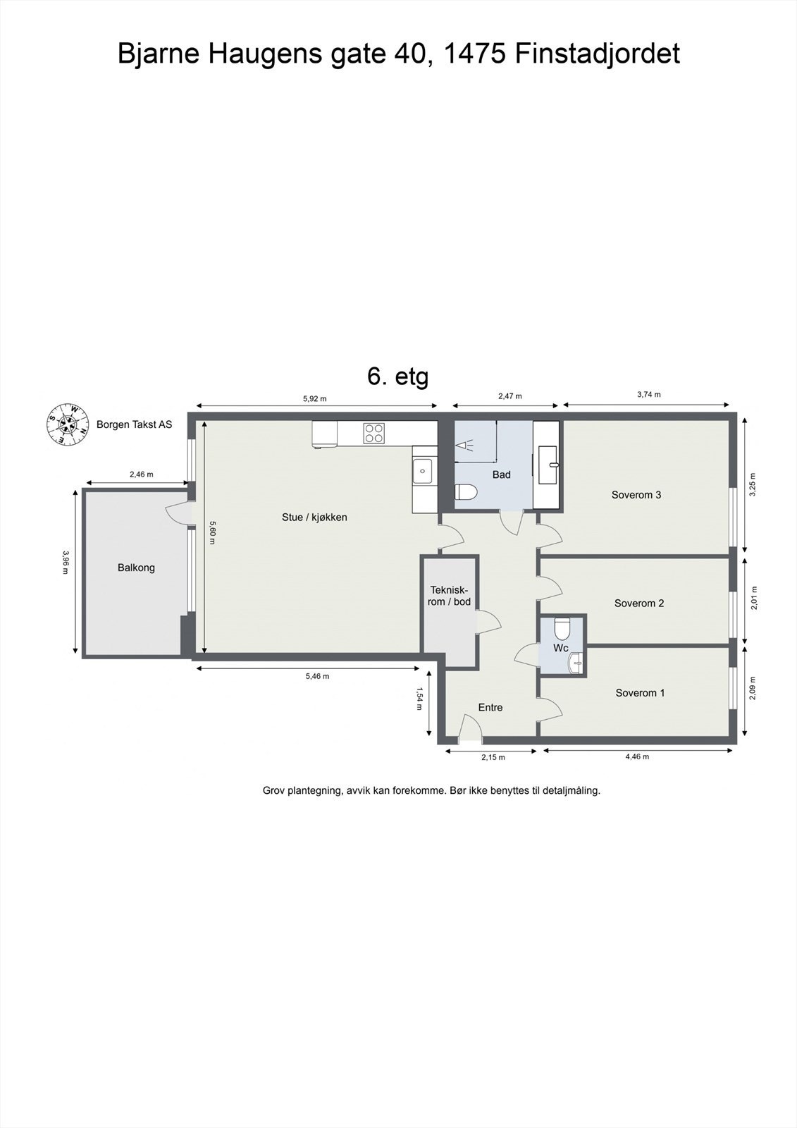 Plantegning med mål. Galleribilde