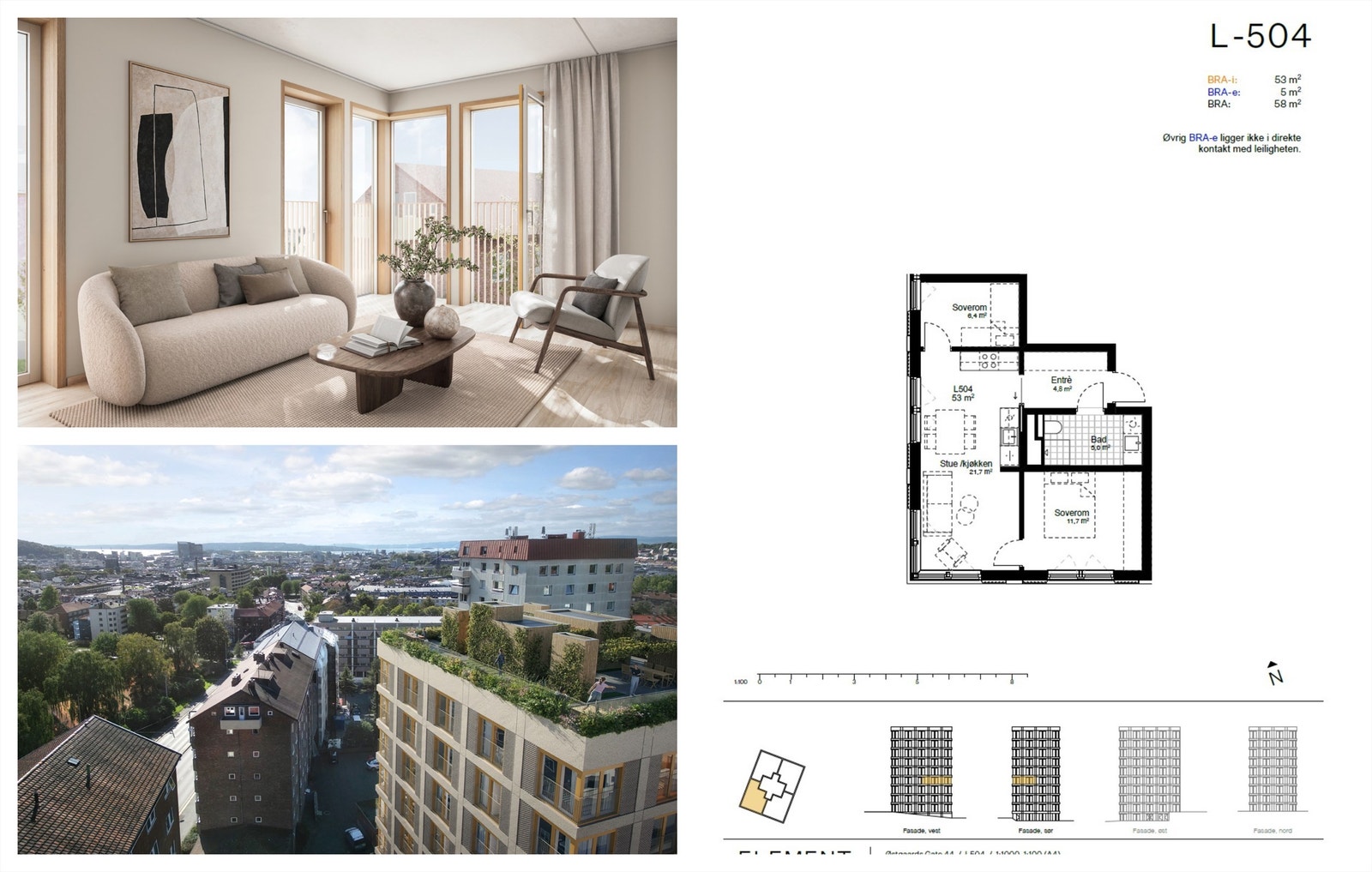 Salg av kontraktsposisjon | Lekker 3-roms hjørneleilighet i 5. etasje. Lav dok.avg. Est. ferdig Q4 26 / Q1 27. Galleribilde