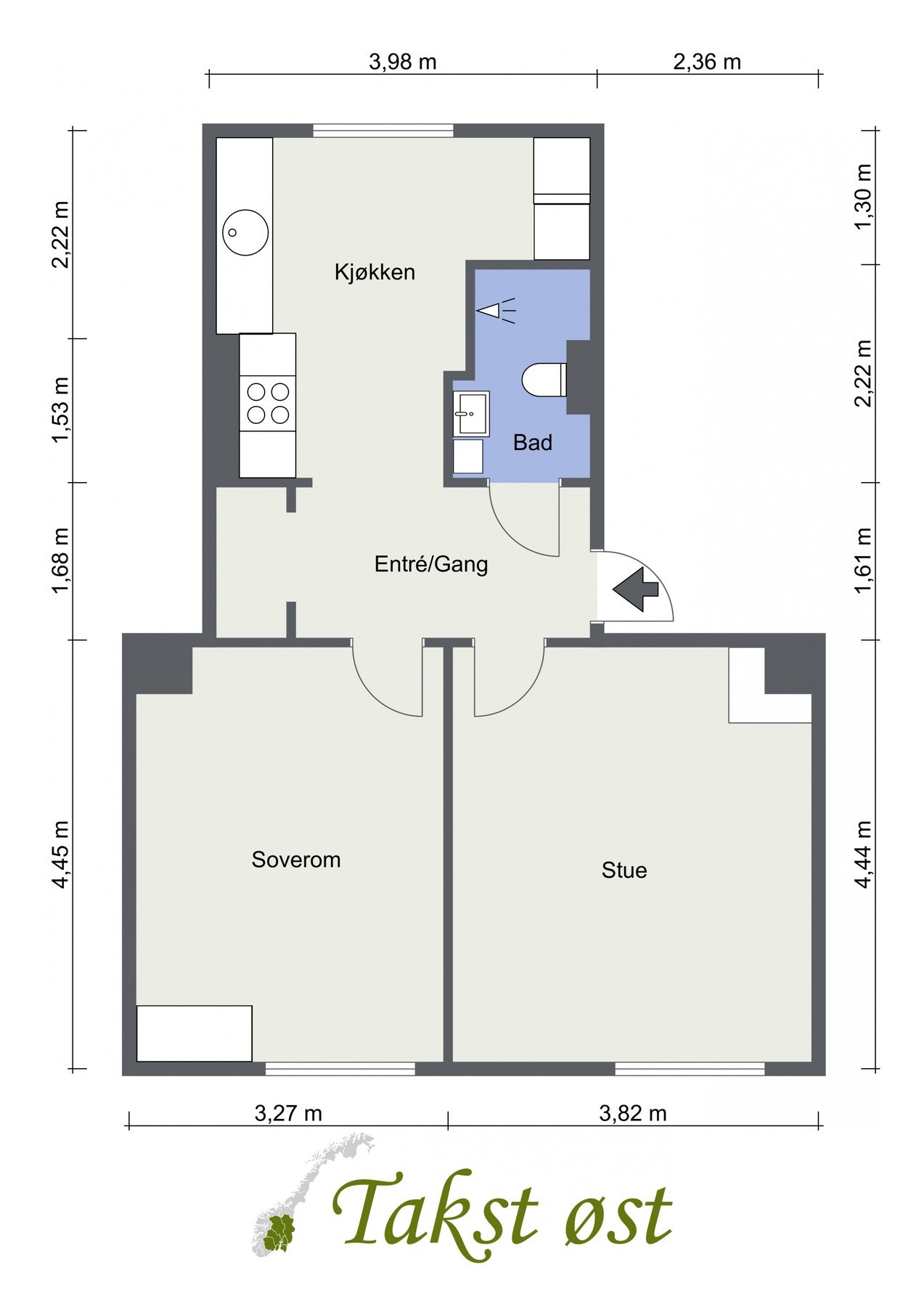 Leilighetens planløsning. Galleribilde