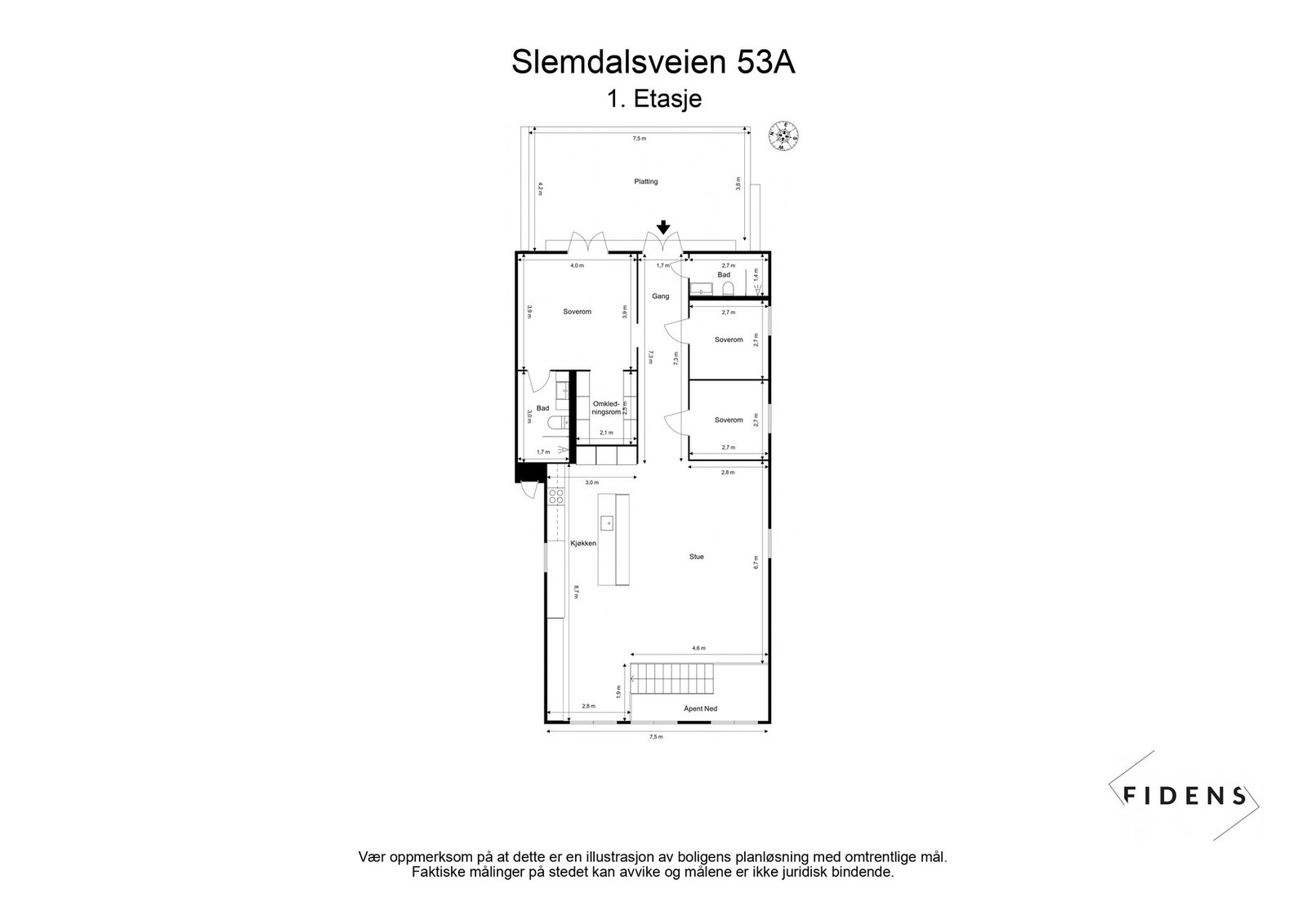 Plantegning 1.etg. Galleribilde